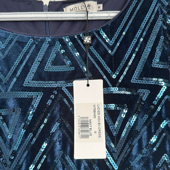 NWT MOLLY BRACKEN SEQUINED VELVET DRESS - Picture 5 of 7